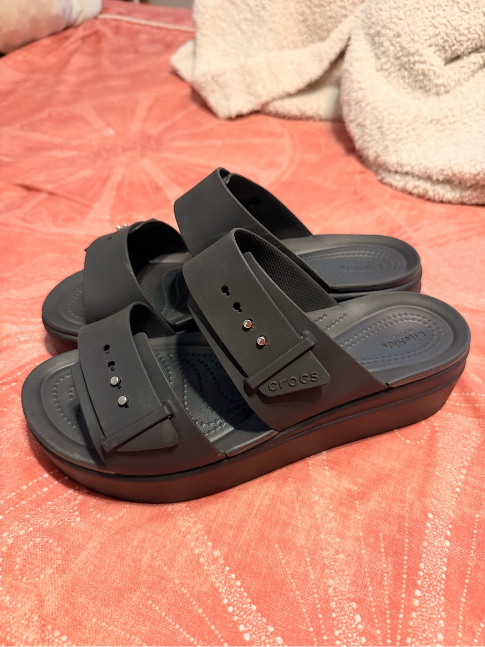 Crocs Black Slide Sandals with Adjustable Straps